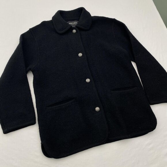 Bernardo Essentials Jacket Womens Medium Boiled Wool Button Front Pockets - Picture 3 of 11